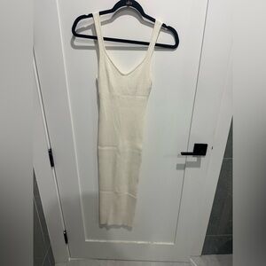 Re Ona Cream Ribbed Knit dress